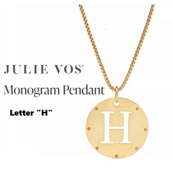 Julie Vos® Monogram Pendant - Letter "H" - Picture 1 of 7